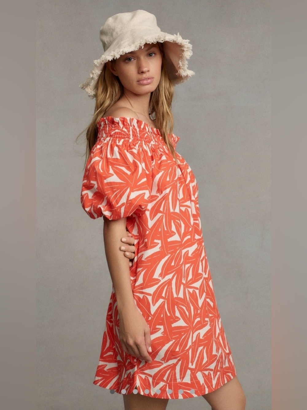 WHIT TWO Banana Leaf Off-The-Shoulder Tunic Dress Size XS Petite